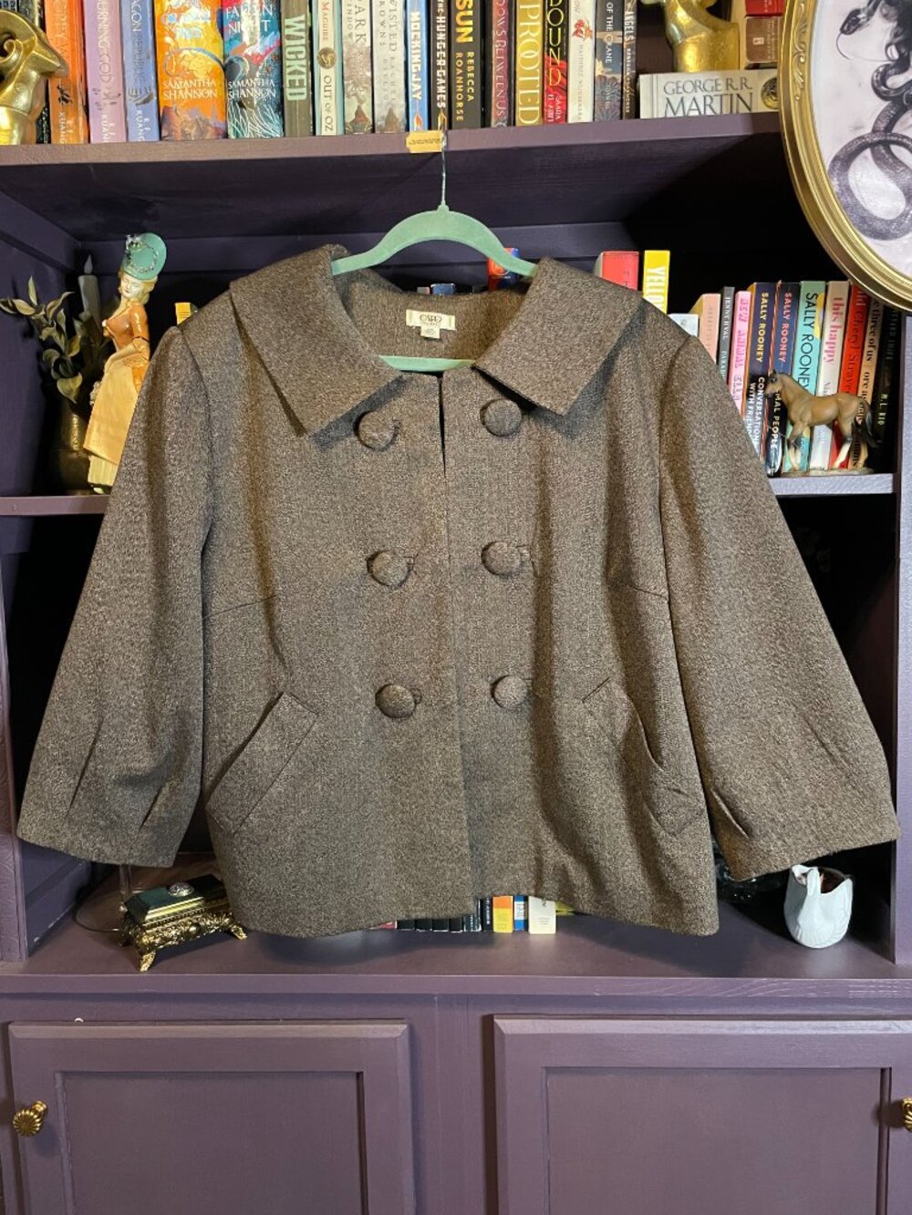 Retro Brown Herringbone Cape Coat